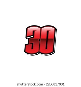 Racing Start Red Number 30 Vector Template