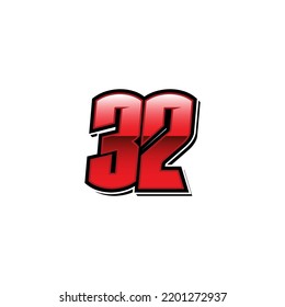 Racing Start Red Number 32 Vector Template
