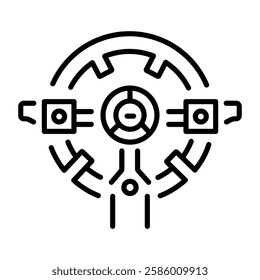 Racing steering icon in linear style 