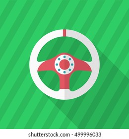 Racing Steering wheel helmets icon, Vector flat long shadow design. Racing concept.