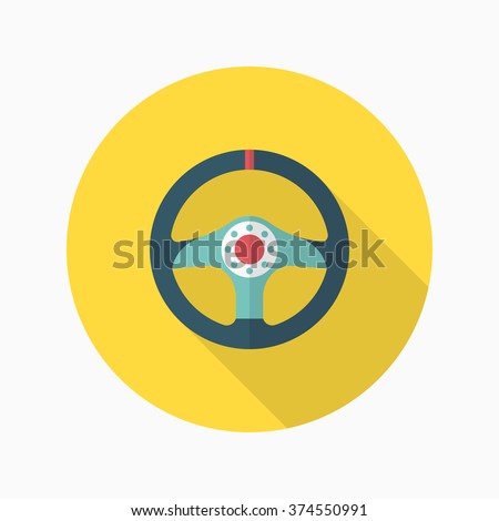 Racing Steering wheel helmets icon, Vector flat long shadow design. Racing concept.