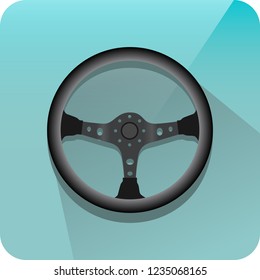 racing steering wheel semi flat with long shadow gradient icon