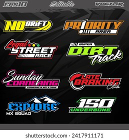 Racing sticker concept and number and text effect