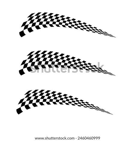 racing strip sticker vector element. checkerboard flag. champion waving racing flag set editable in EPS