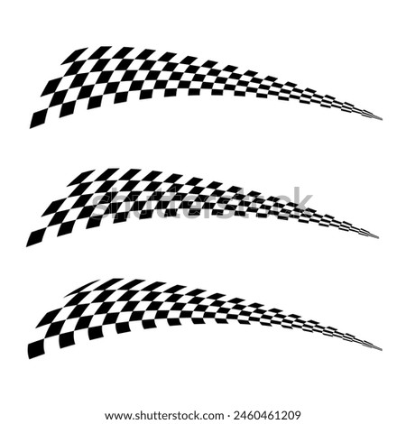 racing strip sticker vector element. checkerboard flag. waving racing flag set editable in EPS