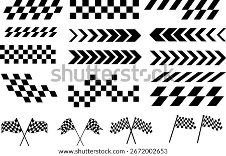 Racing stripe set. checkered flag. car and motorbike racing symbol. competition of champions on road

