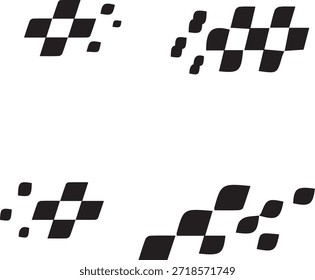 conjunto de vetor de faixa de corrida, vetor de carro de corrida, designs de bandeira quadriculada, velocidade de faixa de corrida, padrões de decalque, linhas dinâmicas, competição, gráficos automotivos, preto e branco linha de chegada motorsport	