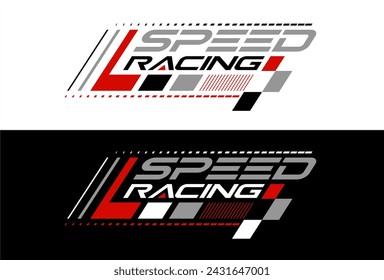 Racing stripes geometric lines design racing car black sticker, dynamic arrow shapes background for sporting event. racing start and finish flag. vector illustration Racing decals for tuning t-shirt 