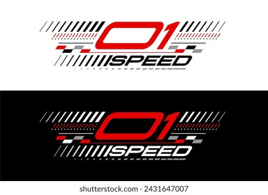 Racing Stripes Geometrische Linien Design Rennwagen Haube Aufkleber, dynamische Pfeil-Formen und Linien Hintergrund für Sportereignis. Racing Start und Ziel Flagge. Vektor-Illustrationsvorlage für Motorsport

