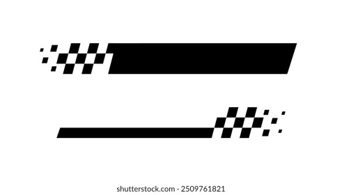 Listas de corrida. Bandeira de corrida. Sinalizador xadrez. Esporte carro decalque listras. Gráficos automotivos. Ilustração vetorial