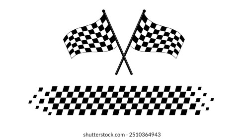 Racing stripes. Race flag. Checkered flag. Sport car decal stripes. Automotive graphics. Vector illustration