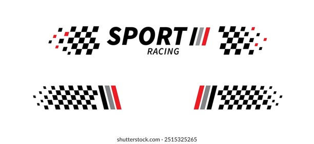 Racing stripes. Race flag. Checkered flag. Sport car decal stripes. Automotive graphics. Vector illustration