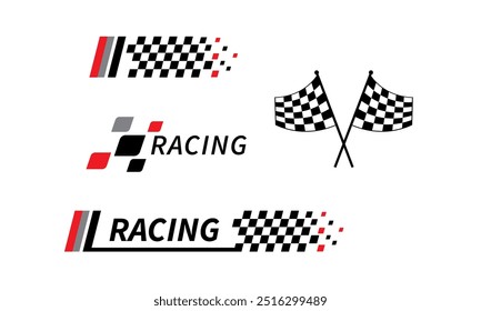 Racing stripes. Race flag. Checkered flag. Sport car decal stripes. Automotive graphics. Vector illustration