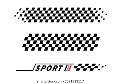Racing stripes. Race flag. Checkered flag. Sport car decal stripes. Automotive graphics. Vector illustration