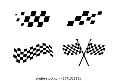 Racing stripes. Race flag. Checkered flag. Sport car decal stripes. Automotive graphics. Vector illustration