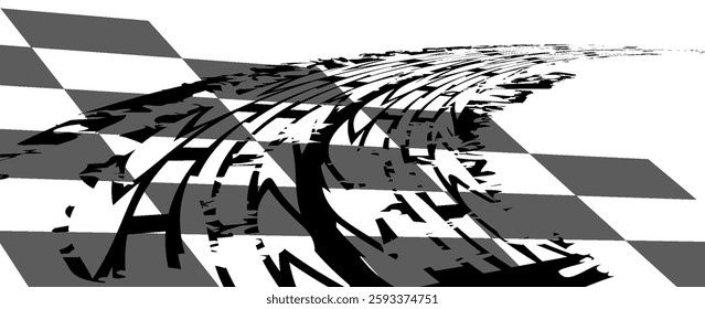 Racing stripes. Race flag. Checkered flag. Sport car decal stripes. Automotive graphics. Vector illustration