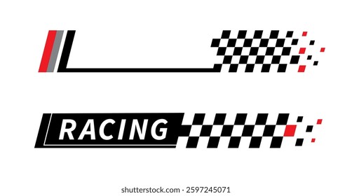 Racing stripes. Race flag. Checkered flag. Sport car decal stripes. Automotive graphics. Vector illustration	