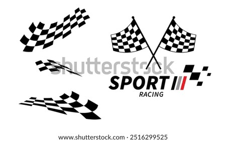 Racing stripes. Race flag. Checkered flag. Sport car decal stripes. Automotive graphics. Vector illustration