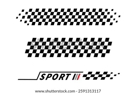 Racing stripes. Race flag. Checkered flag. Sport car decal stripes. Automotive graphics. Vector illustration