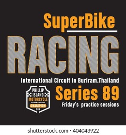 Racing super biker Thailand typography, t-shirt graphics, vectors