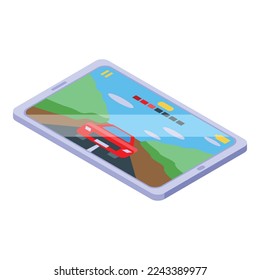 Racing tablet icon isometric vector. Game league. Esport event