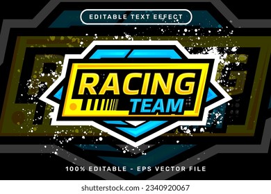 racing team 3d text effect and editable text effect with colorful border
