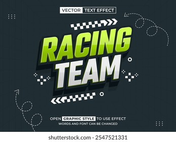 racing team editable text, font effect, 3d text for title