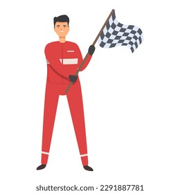 Racing team finish flag icon cartoon vector. Race car. Auto driver