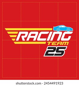 Racing team logo and car silhouette vector