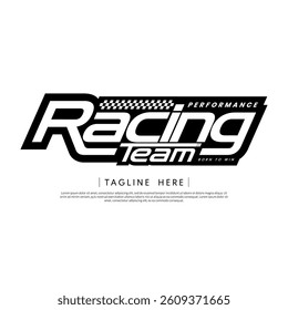 Racing team logo. Simple design race flag logo template.