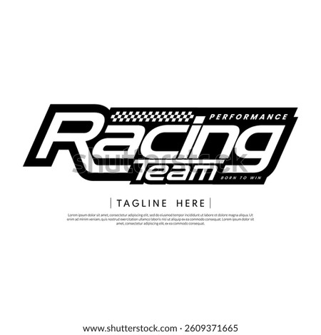 Racing team logo. Simple design race flag logo template.
