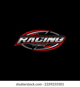 racing team logo trendy fashionable vector t-shirt and apparel design, typography, print, poster. Global swatches. 