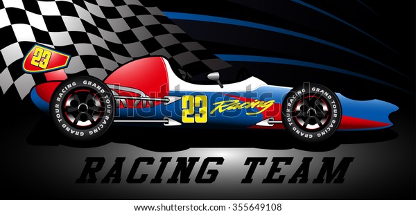 Racing team\
open wheel race car under a spotlight\
.