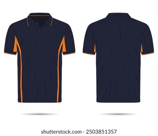 Racing team polo shirt mockup front and back view. Vector illustration