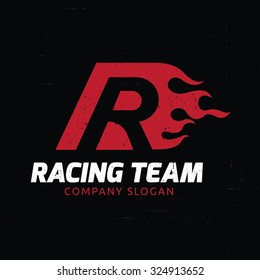 Racing Team, R Letter Vector Logo Template
