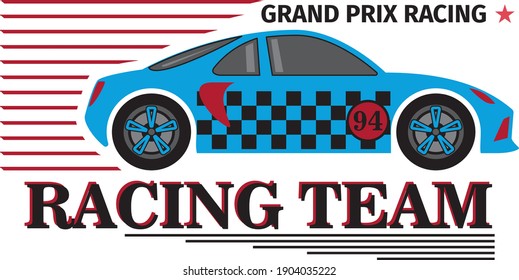 racing team sport car design man boys print  vector