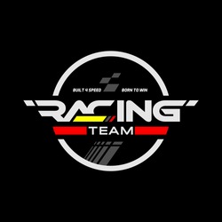 Racing Team Trendy Fashionable Vector T-shirt And Apparel Design, Typography, Print, Poster. Global Swatches.	