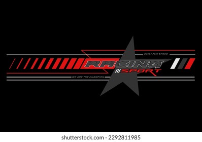 racing team trendy fashionable vector t-shirt and apparel design, typography, print, poster. Global swatches. 