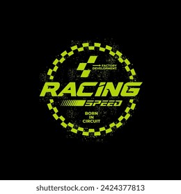 racing team trendy fashionable vector t-shirt and apparel design, typography, print, poster. Global swatches. 