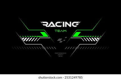 racing team trendy fashionable vector t-shirt and apparel design, typography, print, poster.