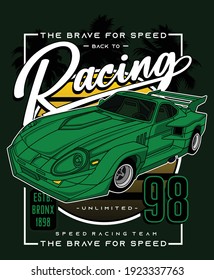 racing team, vector typography cars illustration graphic design