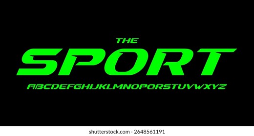 Fonte de tecnologia de corrida, alfabeto itálico afiado, letras automotivas cibernéticas, edgy esport typeface para logotipo rápido dinâmico, cartaz de manchete, tipografia futurista, design tipográfico urbano poderoso. Tipo de vetor