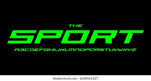 Fonte de tecnologia de corrida, alfabeto itálico afiado, letras automotivas cibernéticas, edgy esport typeface para logotipo rápido dinâmico, cartaz de manchete, tipografia futurista, design tipográfico urbano poderoso. Tipo de vetor