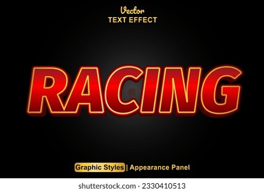 racing text effect with red graphic style and editable.