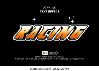 Racing Text Effect Sticker Halftone Texture Style. Editable Text Effect.