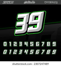 Racing text number design template vector