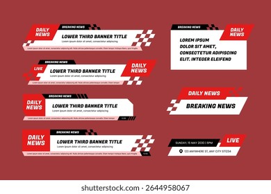 Racing Theme Red Lower Thirds for Sport and Breaking News
