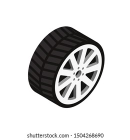 Racing Tire Isometric 3d Vector Icon 