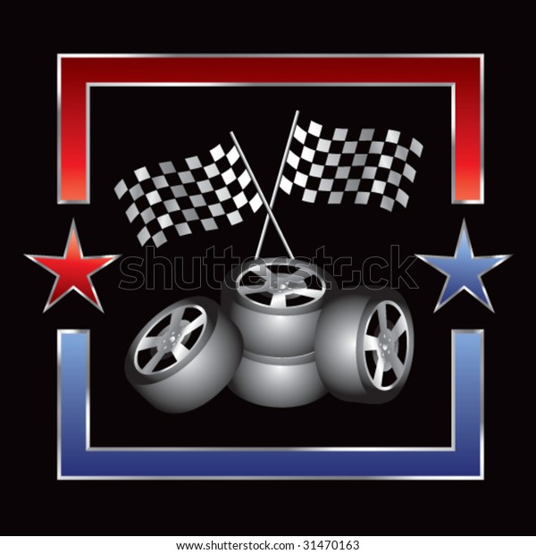 Racing Tires Checkered Flags On Star Stock Vector (Royalty Free ...