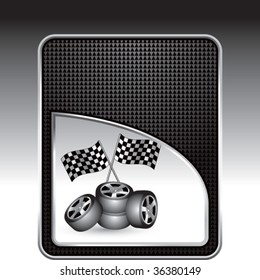 racing tires and flags on cracked background